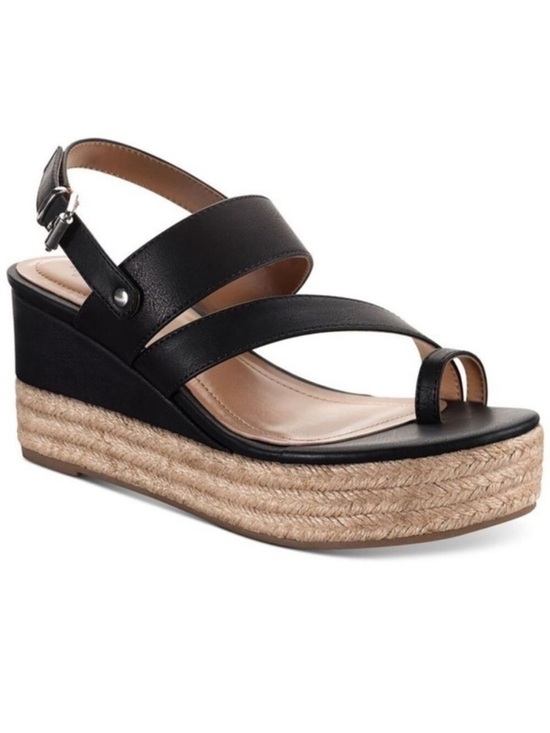 Shoes - Black Espadrille Platform Slingback Sandal